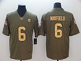 Nike Browns 6 Baker Mayfield Olive Gold Salute To Service Limited Jersey,baseball caps,new era cap wholesale,wholesale hats